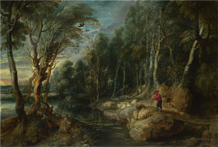 彼得·保罗·鲁本斯（ Peter Paul Rubens）高清作品-《园林里的牧羊人与羊群》（057）