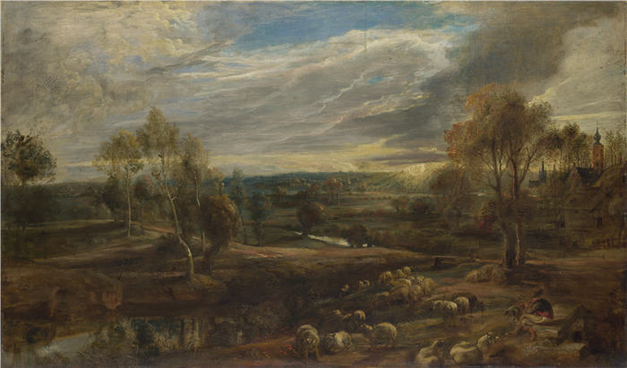 彼得·保罗·鲁本斯（ Peter Paul Rubens）高清作品-《落日时牧羊人和羊群》（035）