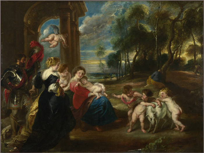 彼得·保罗·鲁本斯( Peter Paul Rubens)高清作品-《风景中有圣人的神圣家庭》(074)