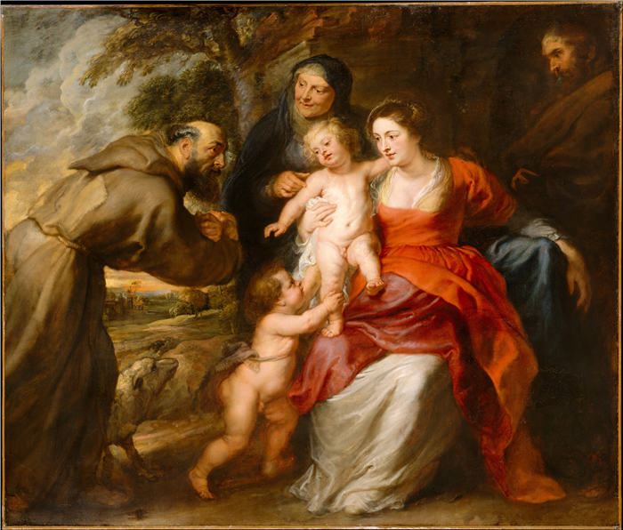 彼得·保罗·鲁本斯（ Peter Paul Rubens）高清作品--《圣家庭与圣弗朗西斯和安妮和婴儿圣施洗约翰》（009）