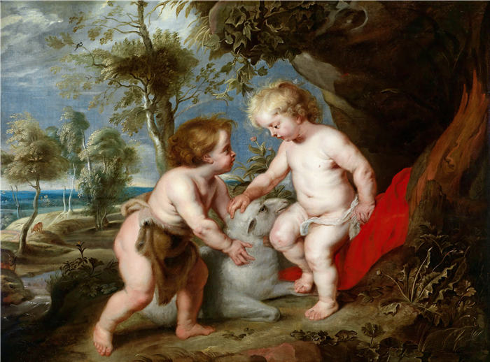 彼得·保罗·鲁本斯（ Peter Paul Rubens）高清作品-《两个婴儿和羊》（164）