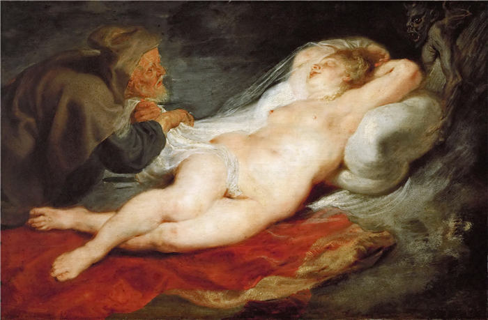 彼得·保罗·鲁本斯（ Peter Paul Rubens）高清作品-《睡梦中的安吉莉加与隐士》（1628）（326）