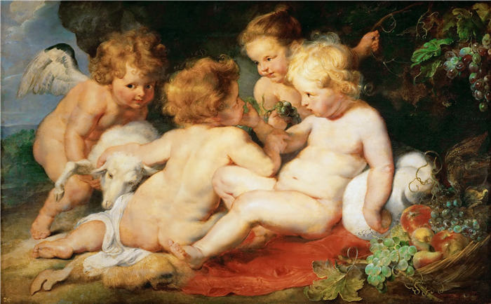 彼得·保罗·鲁本斯（ Peter Paul Rubens）高清作品-《幼儿基督与约翰及二天使》（312）