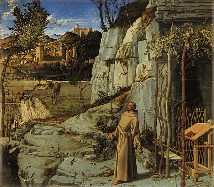 乔凡尼·贝里尼（Giovanni Bellini，意大利）-沙漠中的圣弗朗西斯（超清作品）