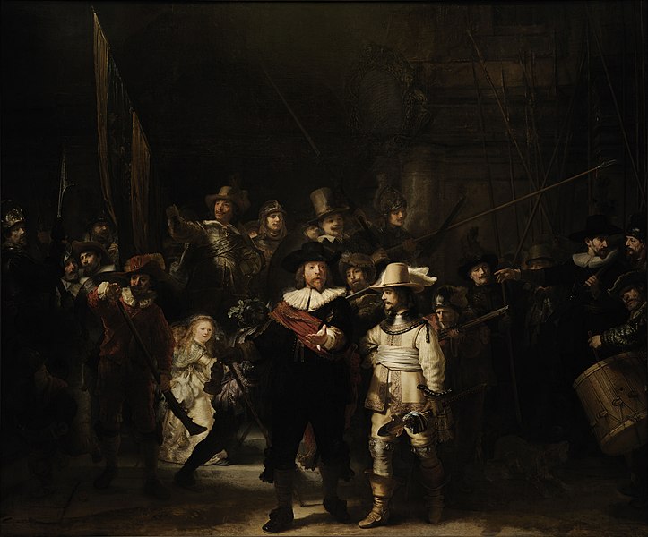 伦勃朗·范·瑞恩  (Rembrandt van Rijn，荷兰 ) 作品 - 守夜人（超清作品）