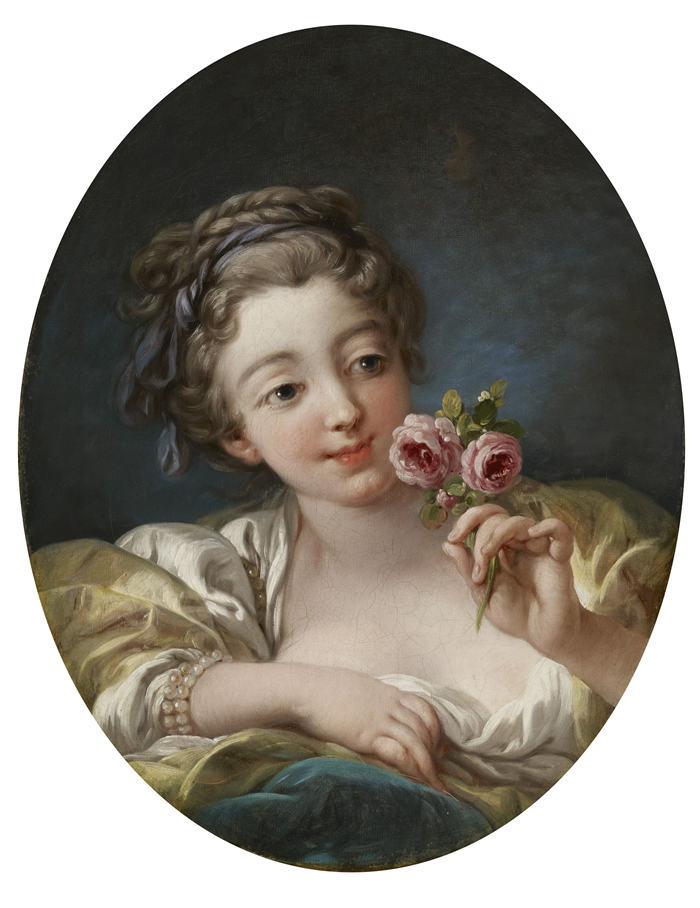 弗朗索瓦·布歇（François Boucher）-少女与玫瑰花 (3)