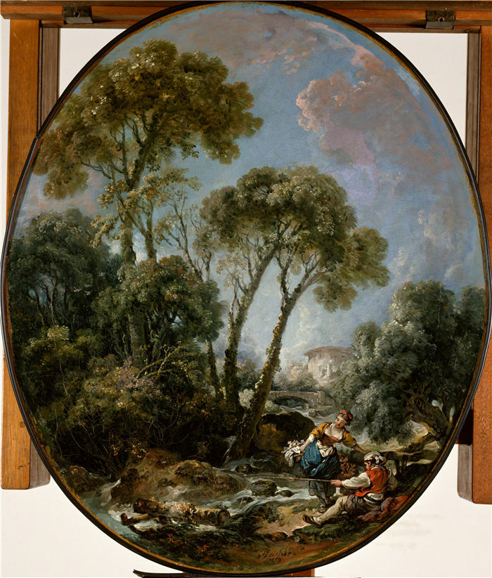 弗朗索瓦·布歇（François Boucher）- 《小溪边钓鱼油画》(59)