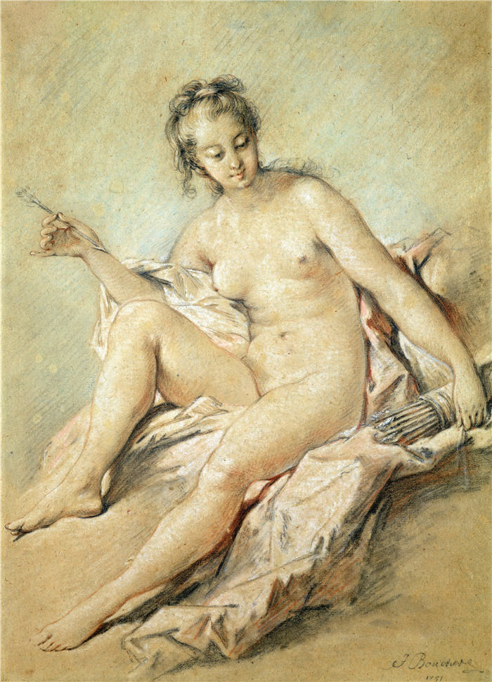 弗朗索瓦·布歇（François Boucher）- 《拿箭的裸体女人》(75)