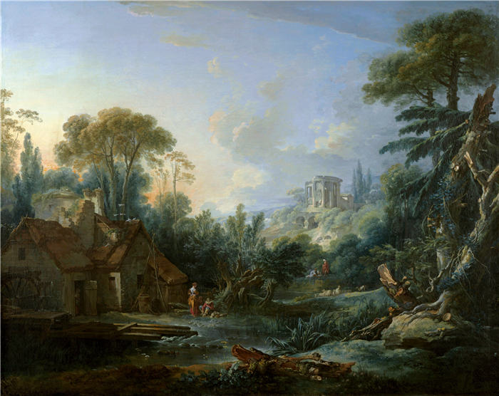 弗朗索瓦·布歇（François Boucher）-《水磨坊景观 》 (51)