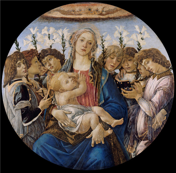 桑德罗·波提切利（Sandro Botticelli，意大利画家）作品-《麦当娜与八位天使（Tondo Razinsky）（约1478）》