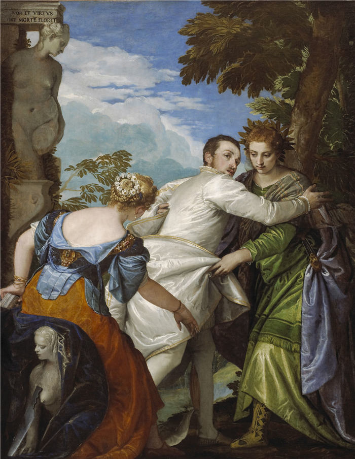 委罗内塞(Paolo Veronese,意大利画家)高清作品-《美德与邪恶之间的选择》,约1580年