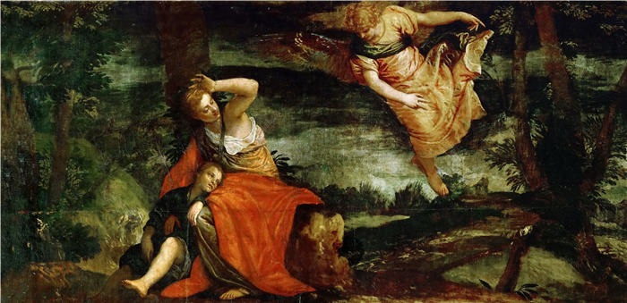 委罗内塞(Paolo Veronese,意大利画家)高清作品-贝希巴沙漠中的哈加尔和伊斯梅尔