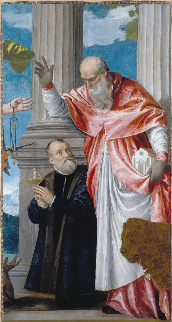 委罗内塞（Paolo Veronese，意大利画家）高清作品-圣杰罗姆和一位捐赠者