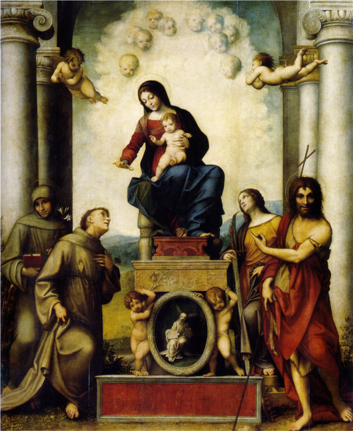 科雷焦（Correggio，意大利画家）高清作品 (7)《麦当娜和圣弗朗西斯的孩子》