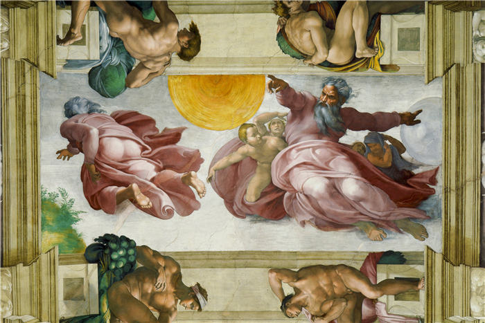 米开朗基罗（Michelangelo）作品- (10)《创造天体与草木》