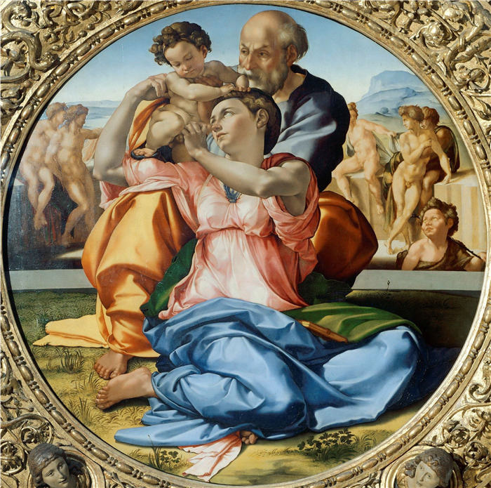 米开朗基罗（Michelangelo）作品- (69)《神圣家庭与施洗者圣约翰》