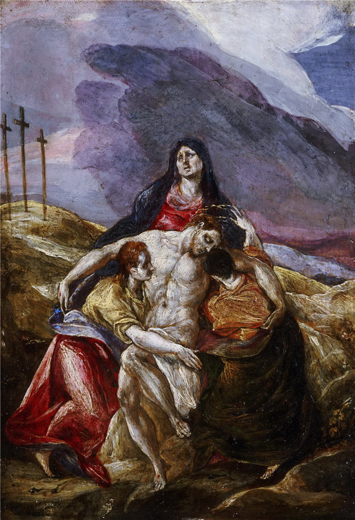 艾尔·葛雷柯（El Greco，埃尔·格列柯）高清作品《圣母怜子》《基督的哀歌》 1576（105）