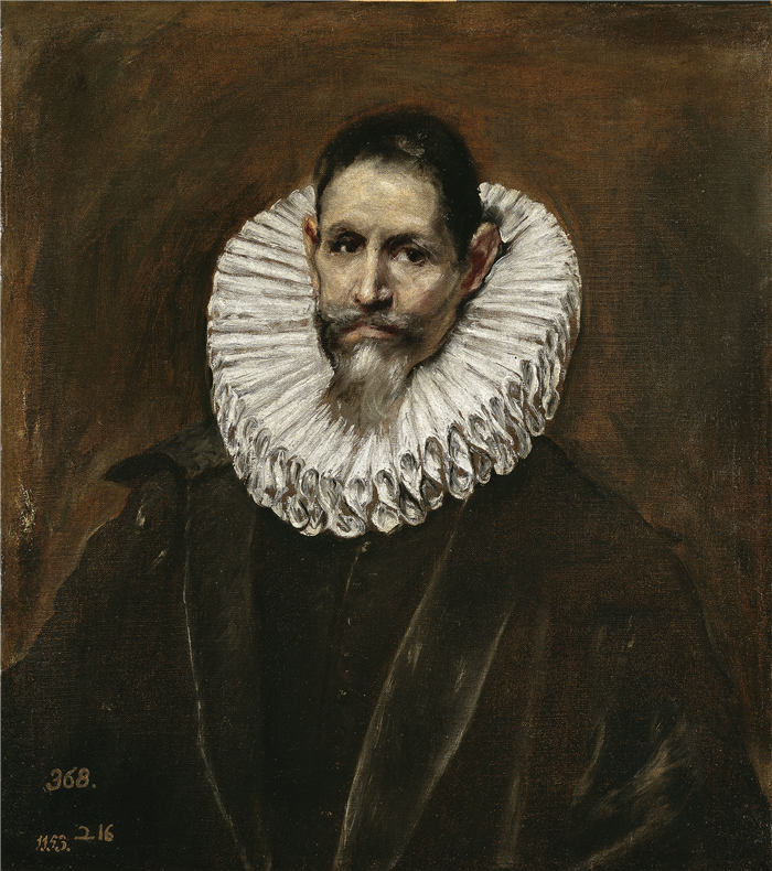 艾尔·葛雷柯（El Greco）高清作品《戴着拉夫领饰的黑衣男士》（010）