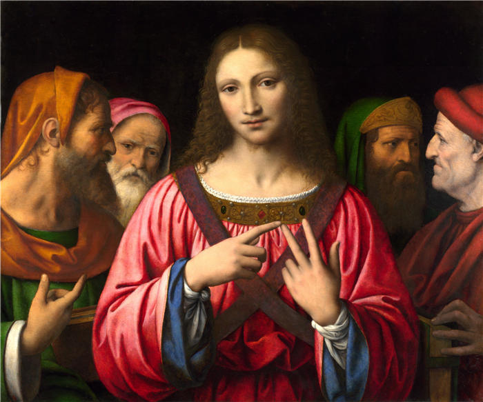达·芬奇（Leonardo da Vinci）高清作品-84《耶稣与门徒在交谈》