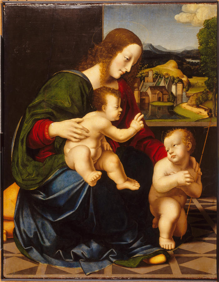 达·芬奇（Leonardo da Vinci）高清作品-93《圣母与婴儿嬉戏》
