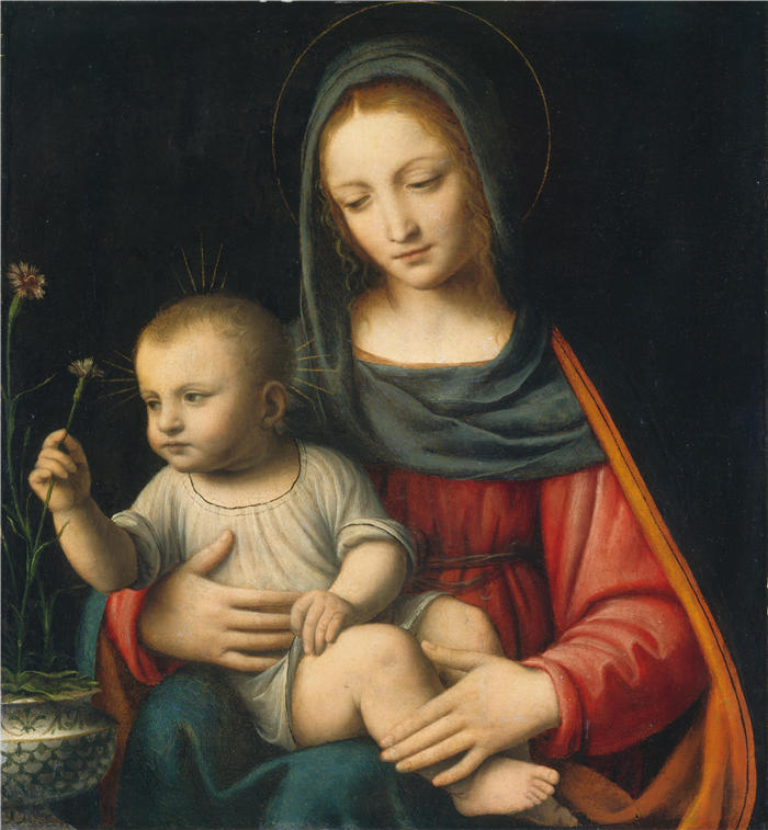 达·芬奇（Leonardo da Vinci）高清作品-94《圣母怀中的小孩在看》