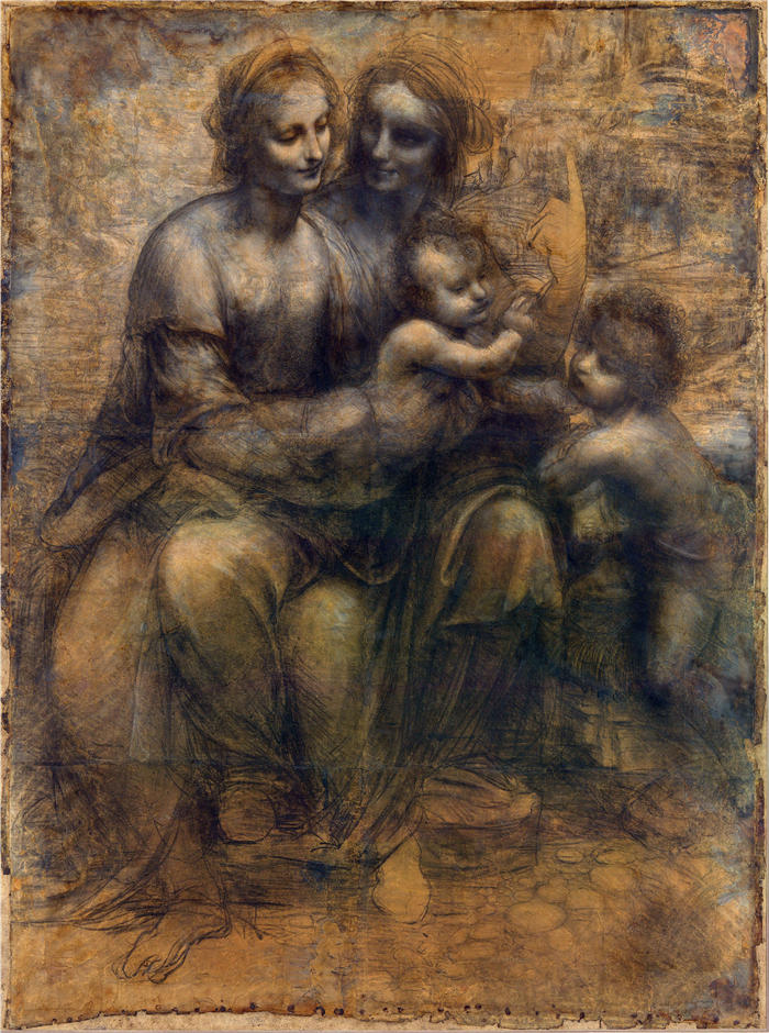 达·芬奇（Leonardo da Vinci）高清作品-72《圣母子与圣安妮、施洗者圣约翰》