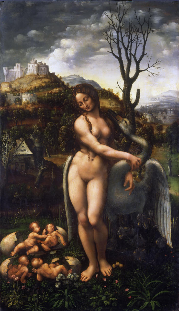 达·芬奇（Leonardo da Vinci）高清作品-61《丽达与天鹅》