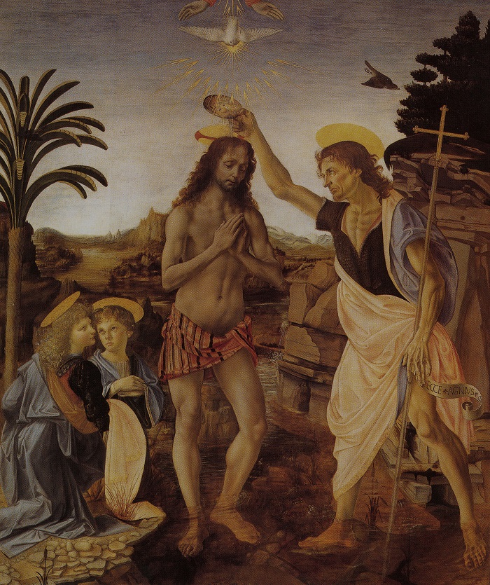 达·芬奇（Leonardo da Vinci）高清作品-23《基督的洗礼《基督的洗礼》