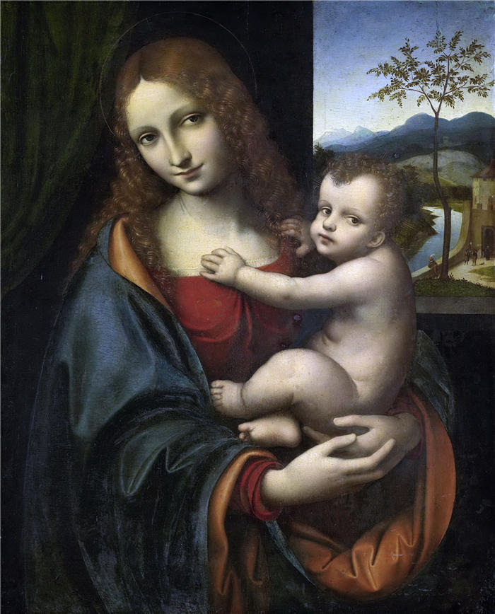 达·芬奇（Leonardo da Vinci）高清作品-41《抱着婴儿的圣母》