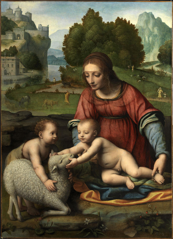 达·芬奇（Leonardo da Vinci）高清作品-44《圣母婴儿与绵羊》