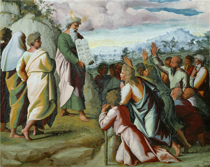 拉斐尔（Raphael，意大利画家）作品_132《摩西向人民显示法版》