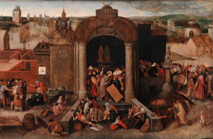 老彼得·勃鲁盖尔（Bruegel Pieter，荷兰）超清作品-《基督驱使商人离开圣殿》（002)