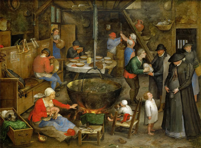 老彼得·勃鲁盖尔（Bruegel Pieter，荷兰）超清作品-《厨房里的人们》（025）