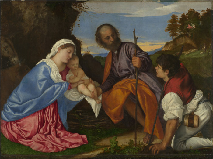 提香（Titian）高清作品 -《有牧羊人的神圣家族》（008）