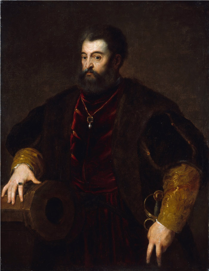 提香（Titian）高清作品半身像 -带佩剑的男人肖像（057）