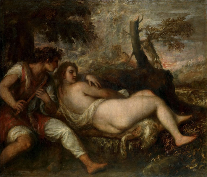 提香（Titian）高清作品 -《牧羊人和仙女》（047）