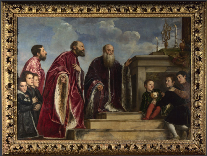 提香（Titian）高清作品--《文德拉明家族崇敬真十字架的遗物》（009）