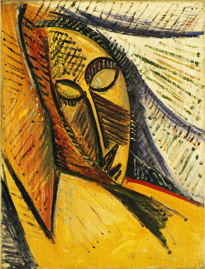 巴勃罗·毕加索(Pablo Picasso)高清作品下载-《熟睡妇女的头(裸体带窗帘的习作)》(021)