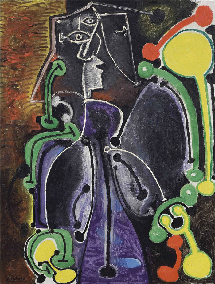 巴勃罗·毕加索（Pablo Picasso）高清作品下载-《怀孕的情人》（094）