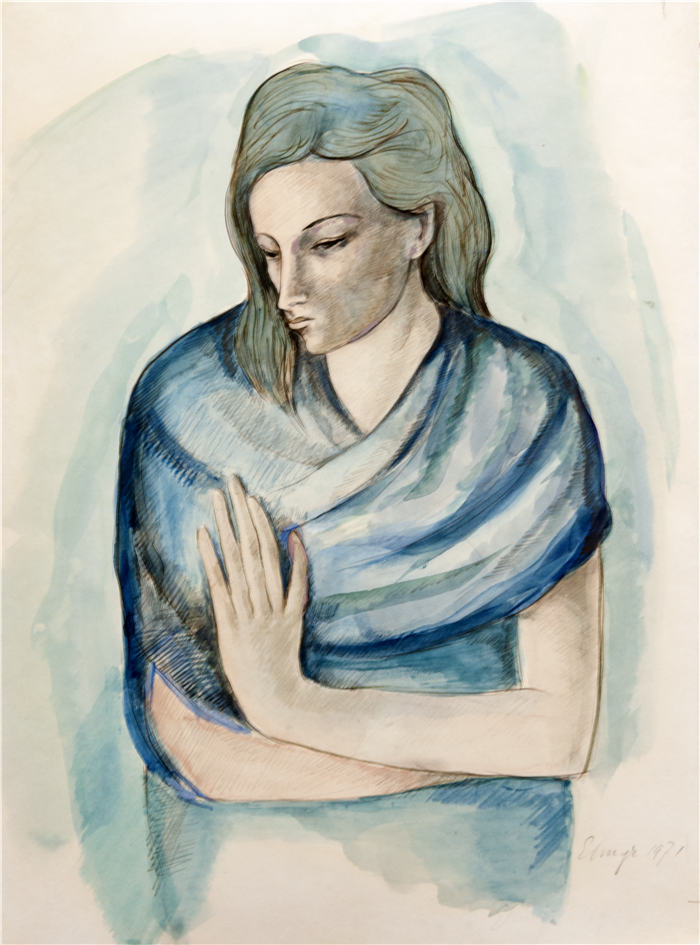 毕加索（Pablo Picasso）-《蓝色圣母》（55 x 42 cm） 1971年