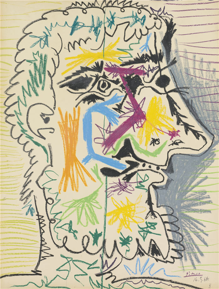 巴勃罗·毕加索（Pablo Picasso）高清作品下载-《男人脸》（144）