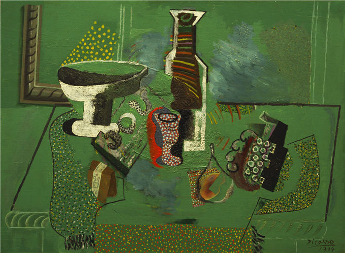 巴勃罗·毕加索(Pablo Picasso)高清作品下载-《绿色的静物(Green Still Life)》(051)
