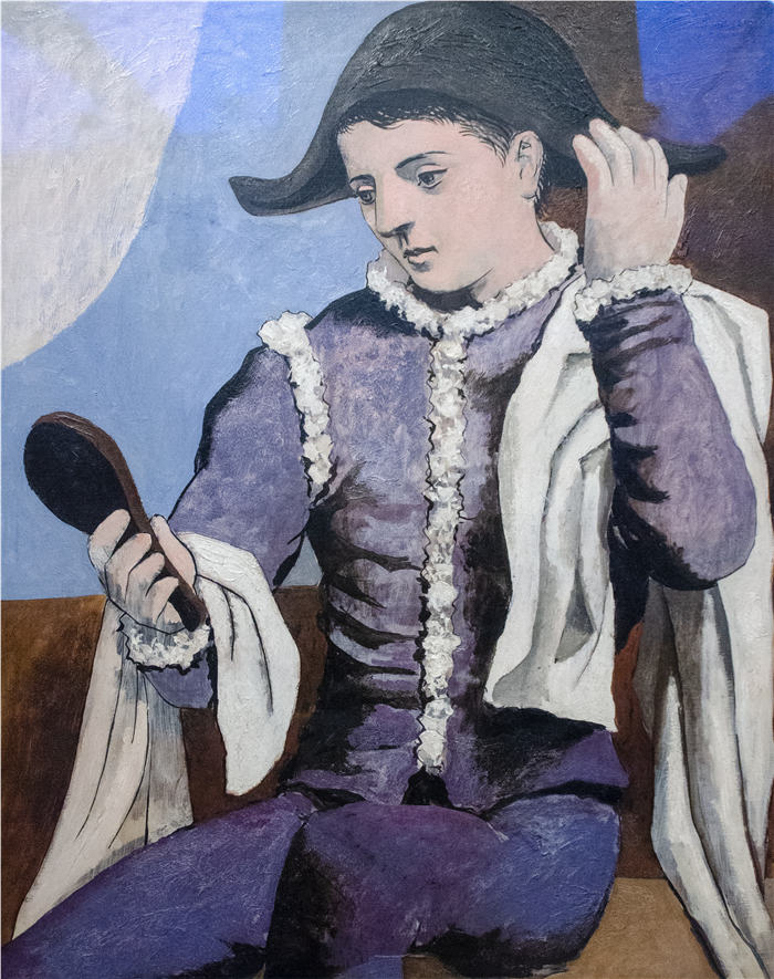 巴勃罗·毕加索（Pablo Picasso）-1923年 带镜子的丑角