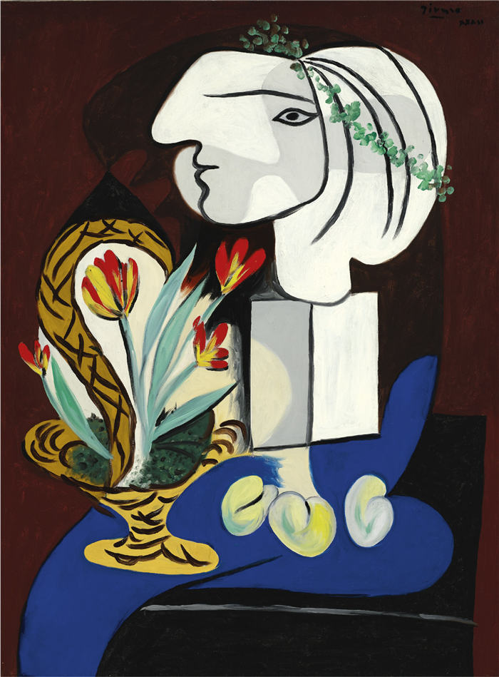 巴勃罗·毕加索（Pablo Picasso）高清作品下载-《静物与郁金香》（147）