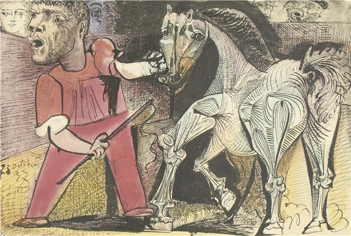 巴勃罗·毕加索（Pablo Picasso）高清作品下载-《牵马的男人》（131）