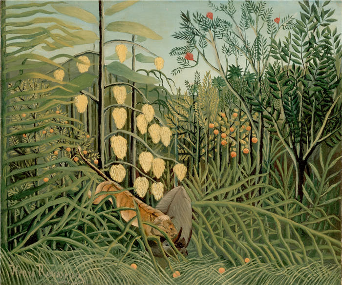 亨利·卢梭（Henri Rousseau）_《热带森林：与老虎和水牛搏斗》（36）