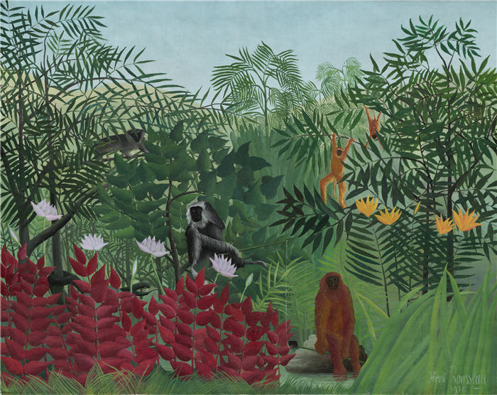 亨利·卢梭（Henri Rousseau）_（09）热带森林与猴子-1