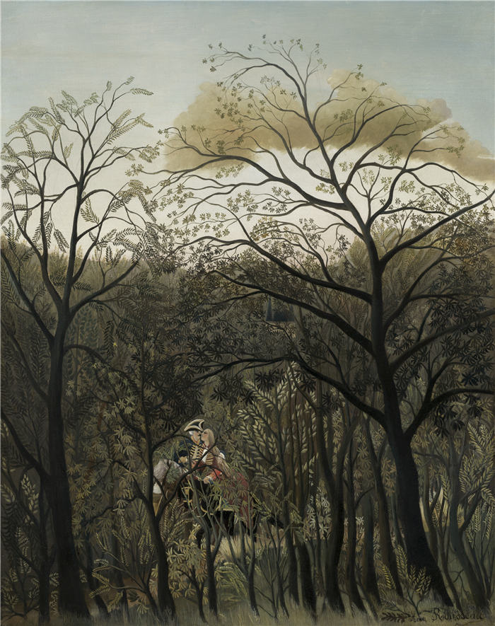 亨利·卢梭（Henri Rousseau）高清作品_《森林中的浪漫幽会》（33）