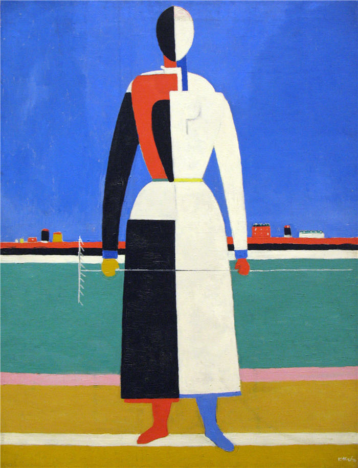 马列维奇（Kasimir Malevich）高清作品-有耙子的女人1