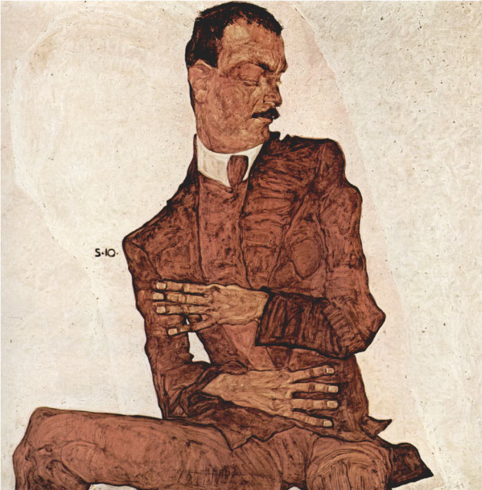 埃贡·席勒（ Egon Schiele）高清作品-《Arthur Roessler肖像》